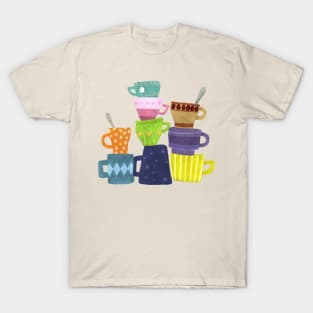 Coffee And Tea Mugs Stacked High T-Shirt